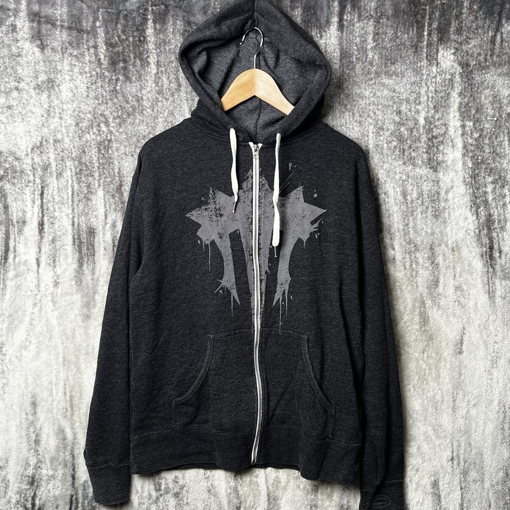 World Of Warcraft Game Hoodie Charcoal Grey Zip Up Sweatshirt L 2014 Blizzard